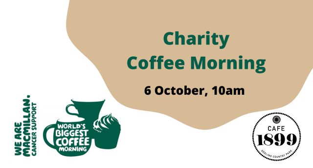 Macmillan Cancer support Coffee Morning logo and Cafe 1899 logo